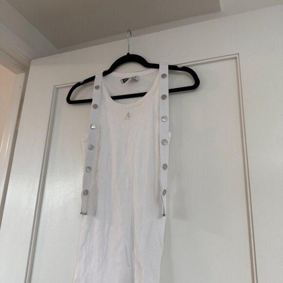 The Attico Tank Top Ribbed Knit 100% Cotton Metal Button Detail Racer Back Sz 40 - Picture 4 of 8